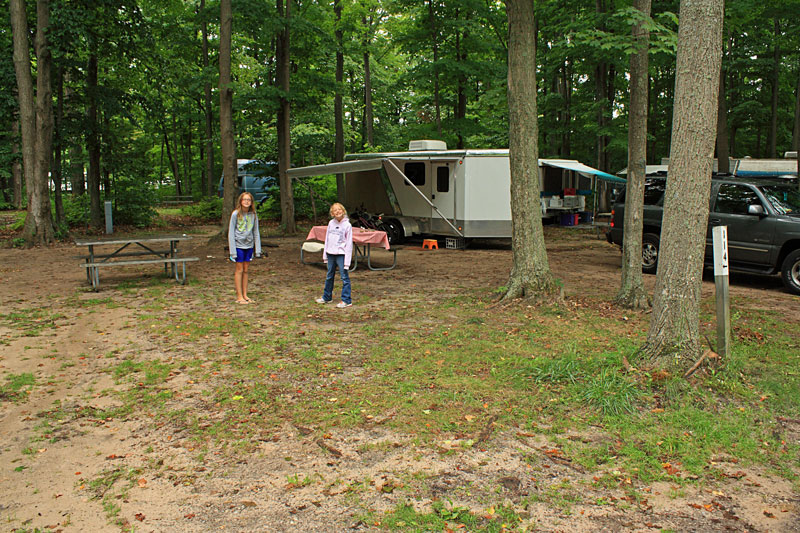 packing up at the campsite